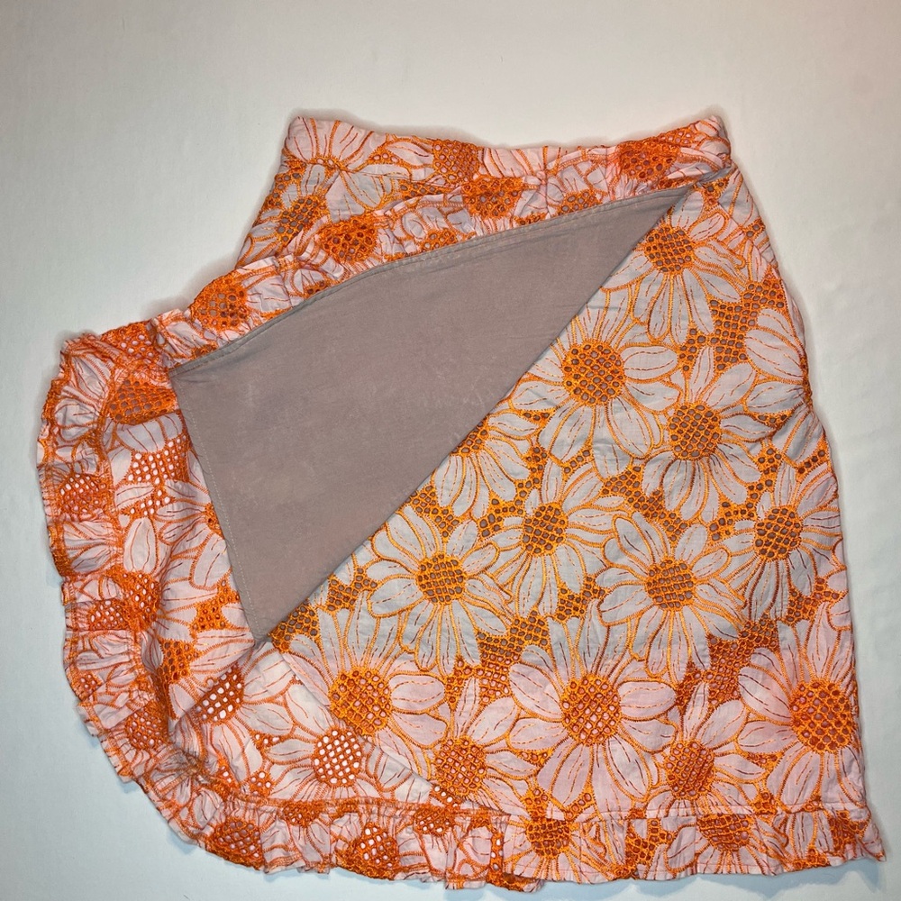 Womens Anthropologie Plenty by Tracy Reese Embroidered Floral Orange Skirt Sz XS - Picture 6 of 10